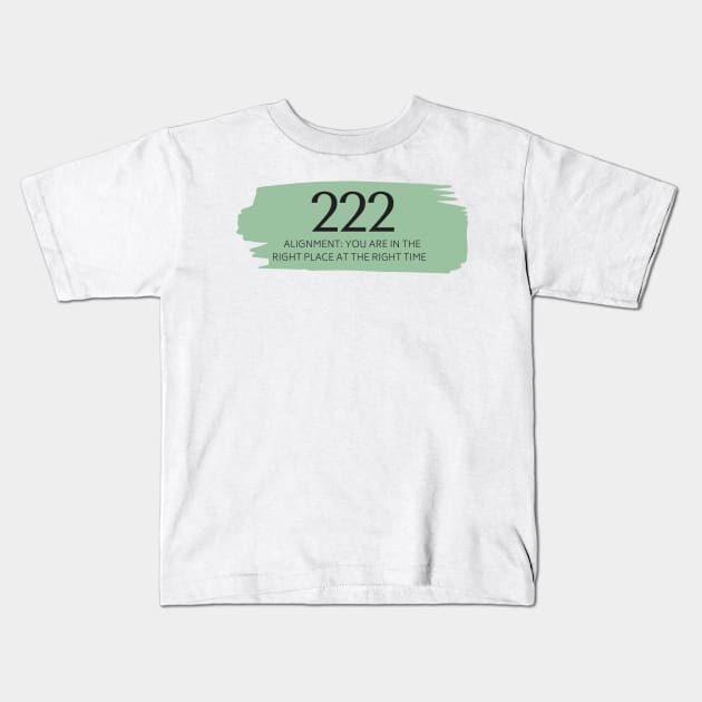 222 Angel Number green Kids T-Shirt by anrockhi
